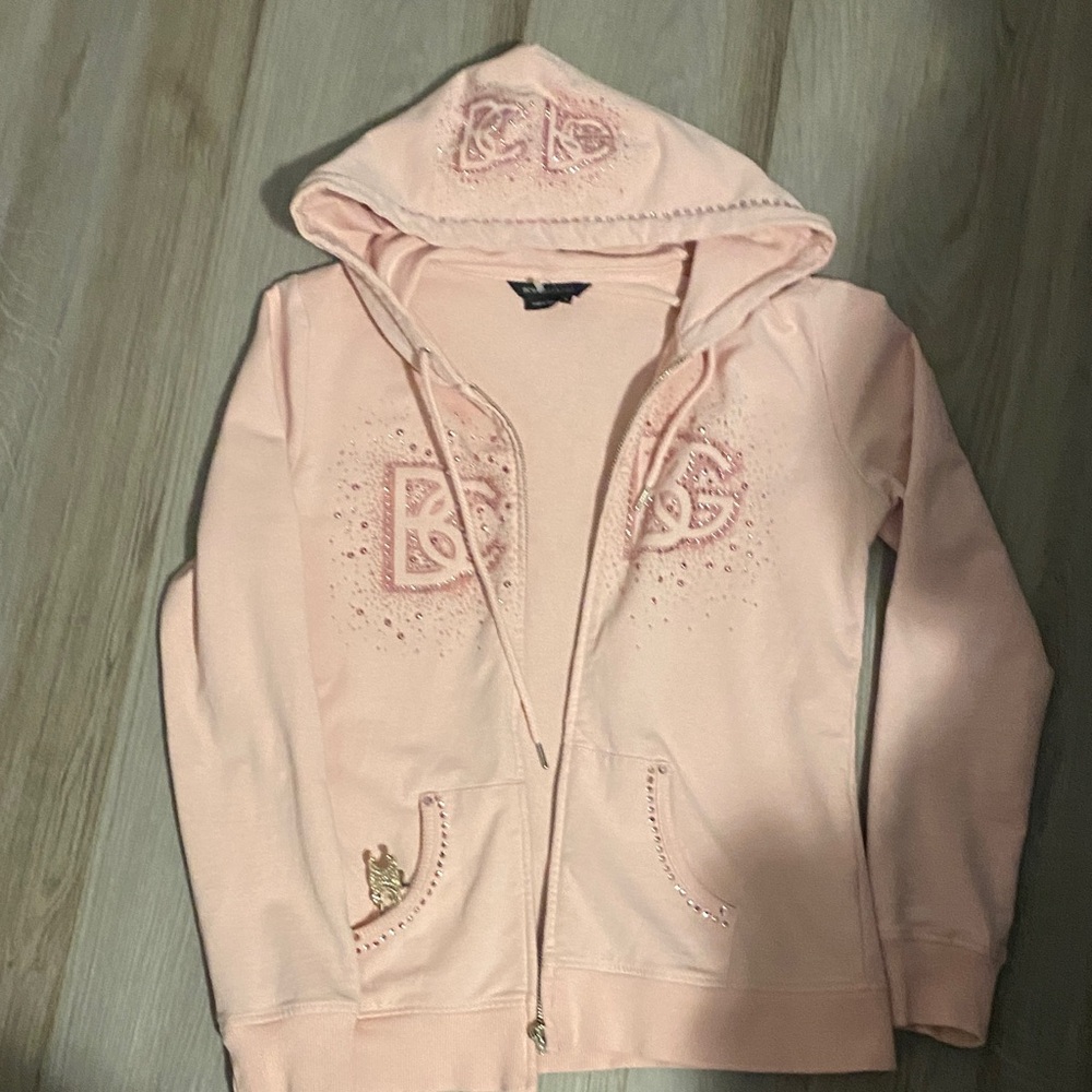 BCBGMaxAzria Light Pink Embellished Hoodie